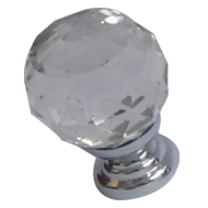 Round Clear Crystal Cabinet Knob - Chro