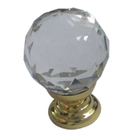 Round Clear Crystal Cabinet Knob - Gold