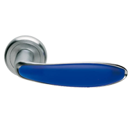 Lever Handle in Satin Chrome & Blue Fin